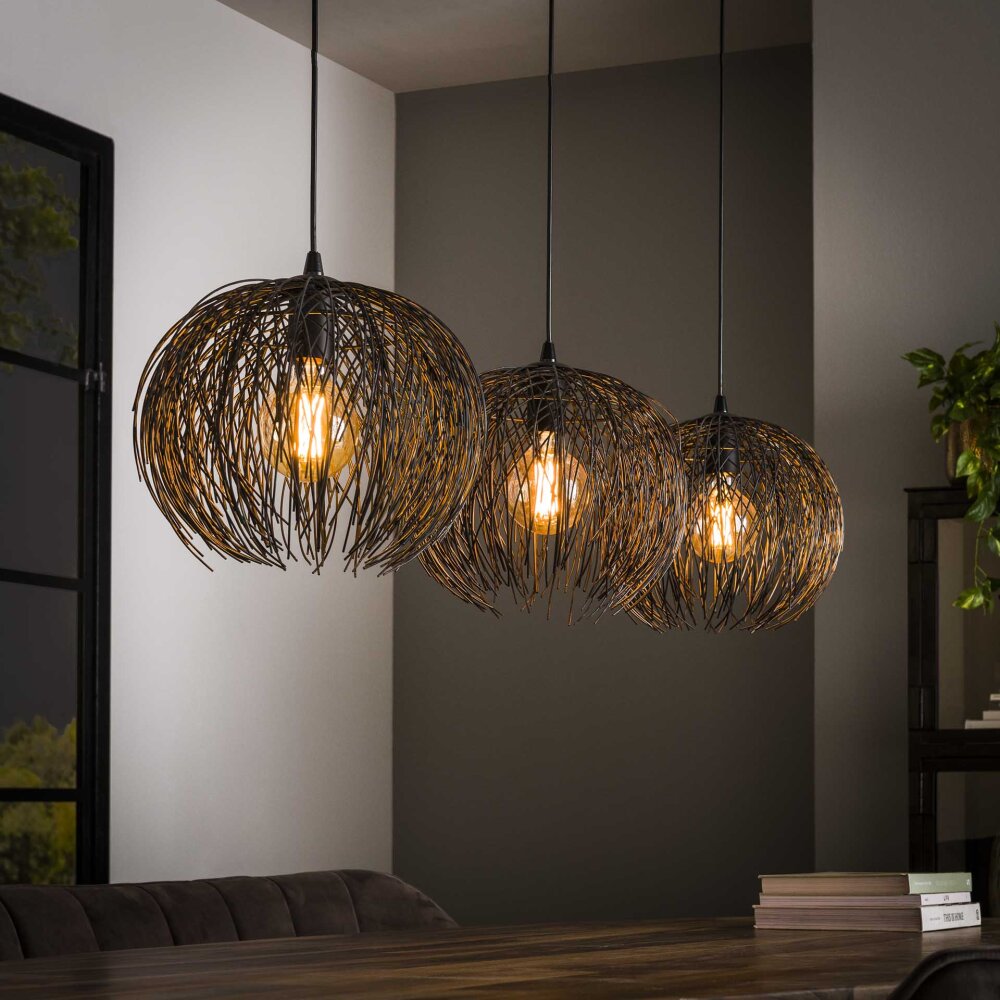 Suspension Beach Brun, Noir, 3 lumières main product photo