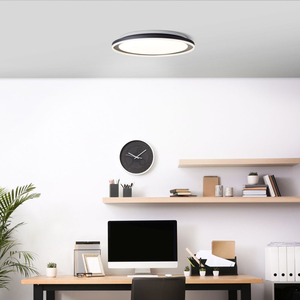 Plafonnier Brilliant Pederson LED Noir, Blanc, 1 lumière, Télécommandes main product photo