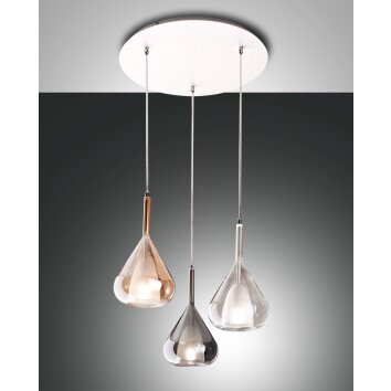 Suspension Fabas Luce Lila Blanc, 3 lumières