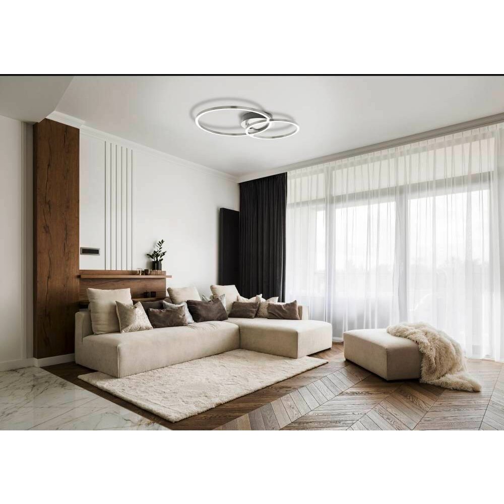 Plafonnier Eglo MOTTAFOLLONE LED Nickel mat, 1 lumière, Changeur de couleurs main product photo