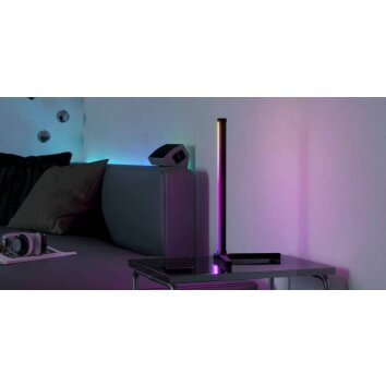 Lampe de table Eglo RGBIC LED Noir, 1 lumière, Télécommandes, Changeur de couleurs