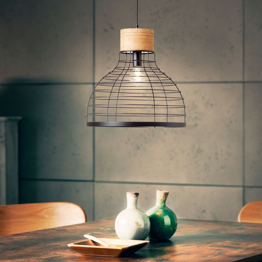 Suspension Brilliant Avia Bois clair, Noir, 1 lumière main product photo