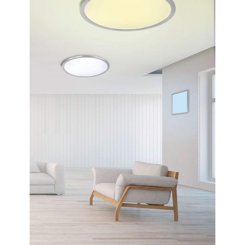 Plafonnier Trio WIZ GRIFFIN LED Nickel mat, 1 lumière, Télécommandes, Changeur de couleurs main product photo