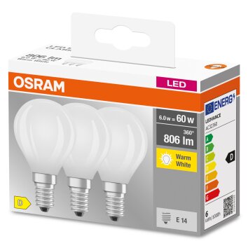 OSRAM CLASSIC P Lot de 3 LED E14 5,5 watt 2700 kelvin 806 lumen