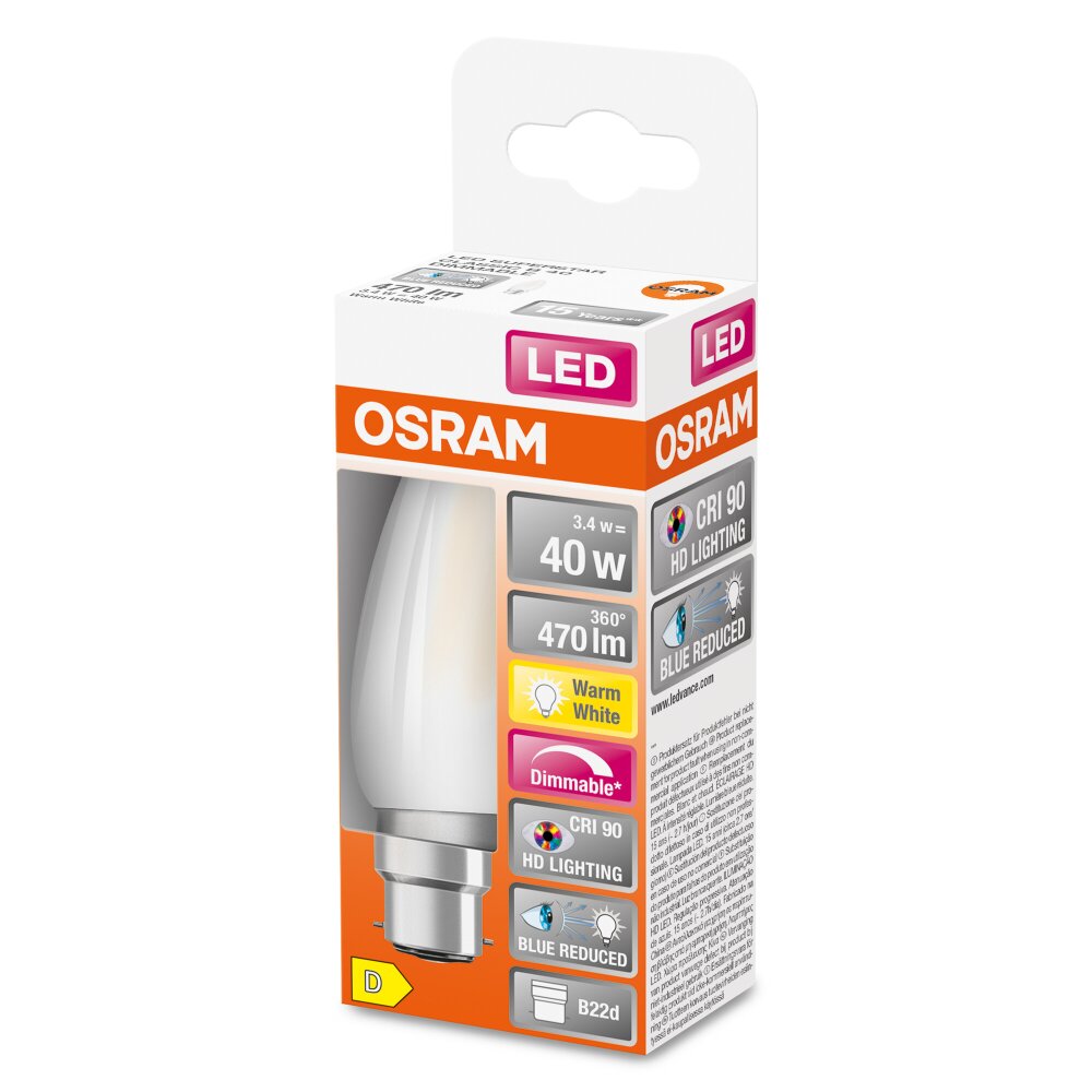 OSRAM SUPERSTAR LED B22d 3,4 watt 2700 kelvin 470 lumen main product photo