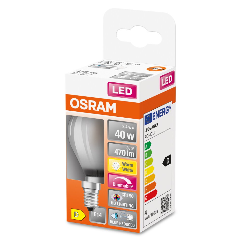 OSRAM SUPERSTAR LED E14 3,4 watt 2700 kelvin 470 lumen main product photo