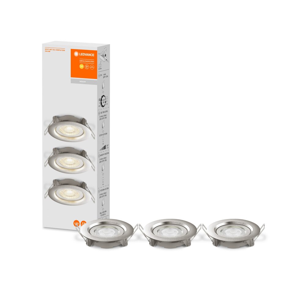 Spot encastrable LEDVANCE Spot Acier inoxydable, 3 lumières main product photo