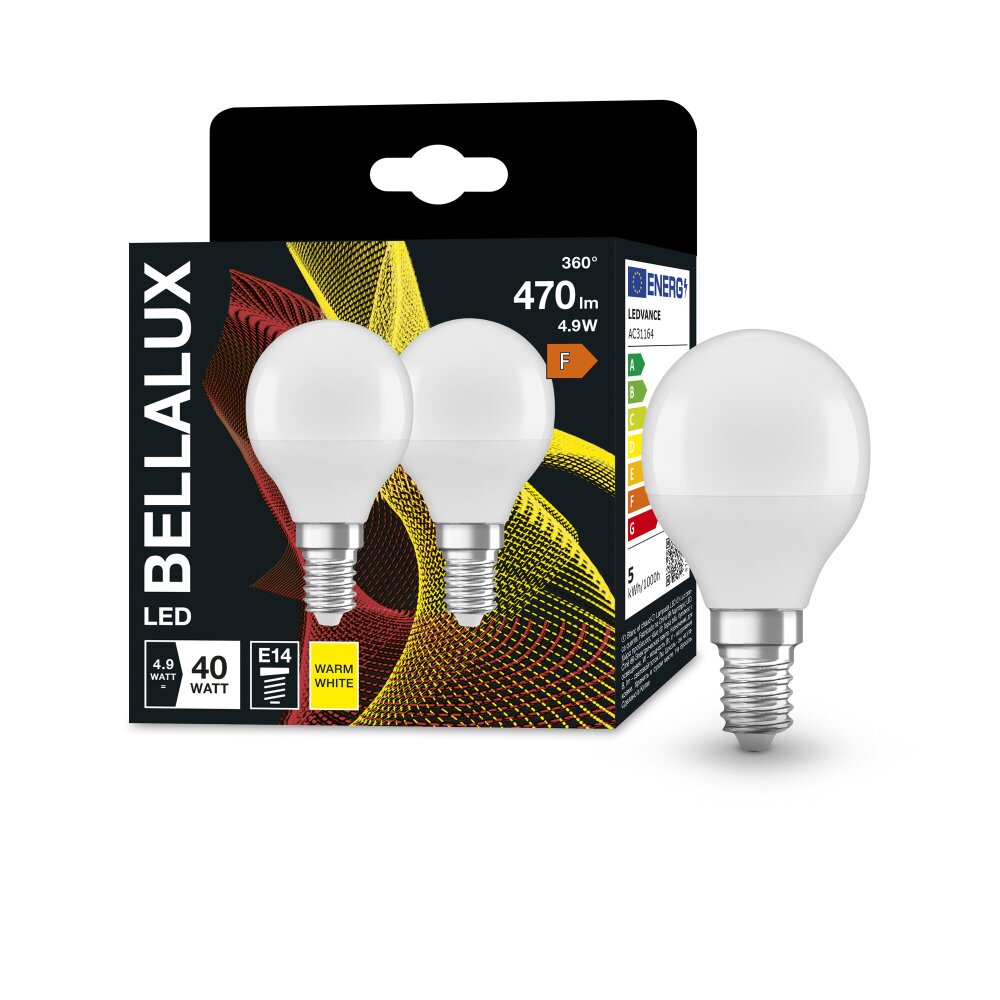 BELLALUX® Lot de 2 LED E14 4,9 watt 2700 kelvin 470 lumen main product photo
