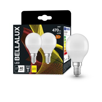 BELLALUX® Lot de 2 LED E14 4,9 watt 2700 kelvin 470 lumen