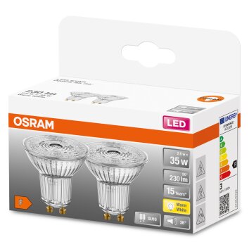 OSRAM LED STAR Lot de 2 GU10 2,6 watt 2700 kelvin 230 lumen