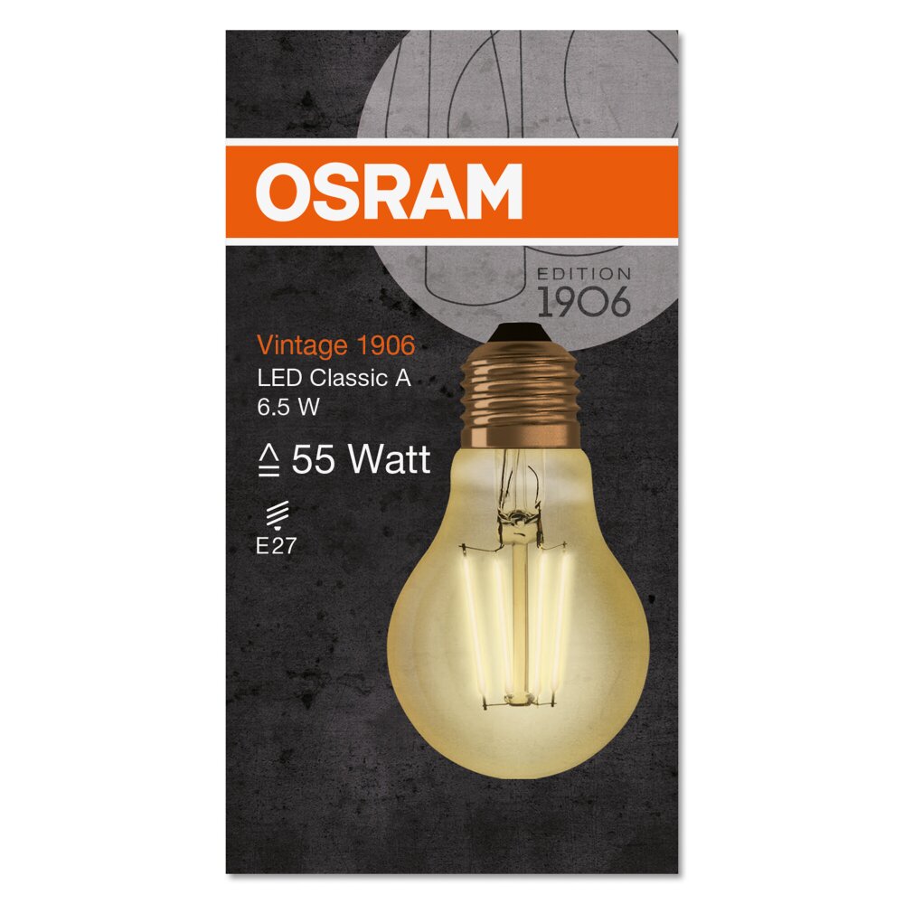 OSRAM Vintage 1906® Classic B Fil LED Lampe, E14, Mini-Tens