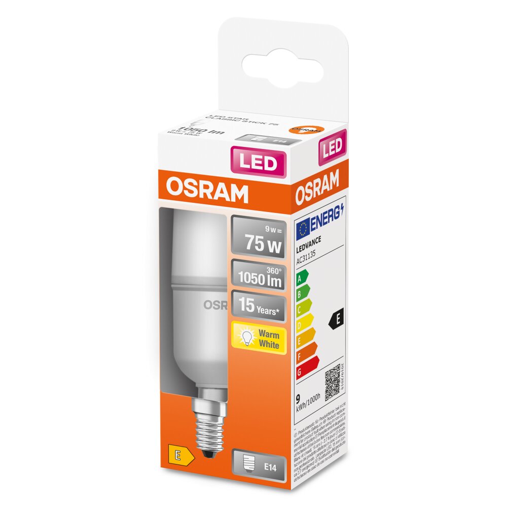OSRAM LED STAR E14 9 Watt 2700 Kelvin 1050 lumen main product photo