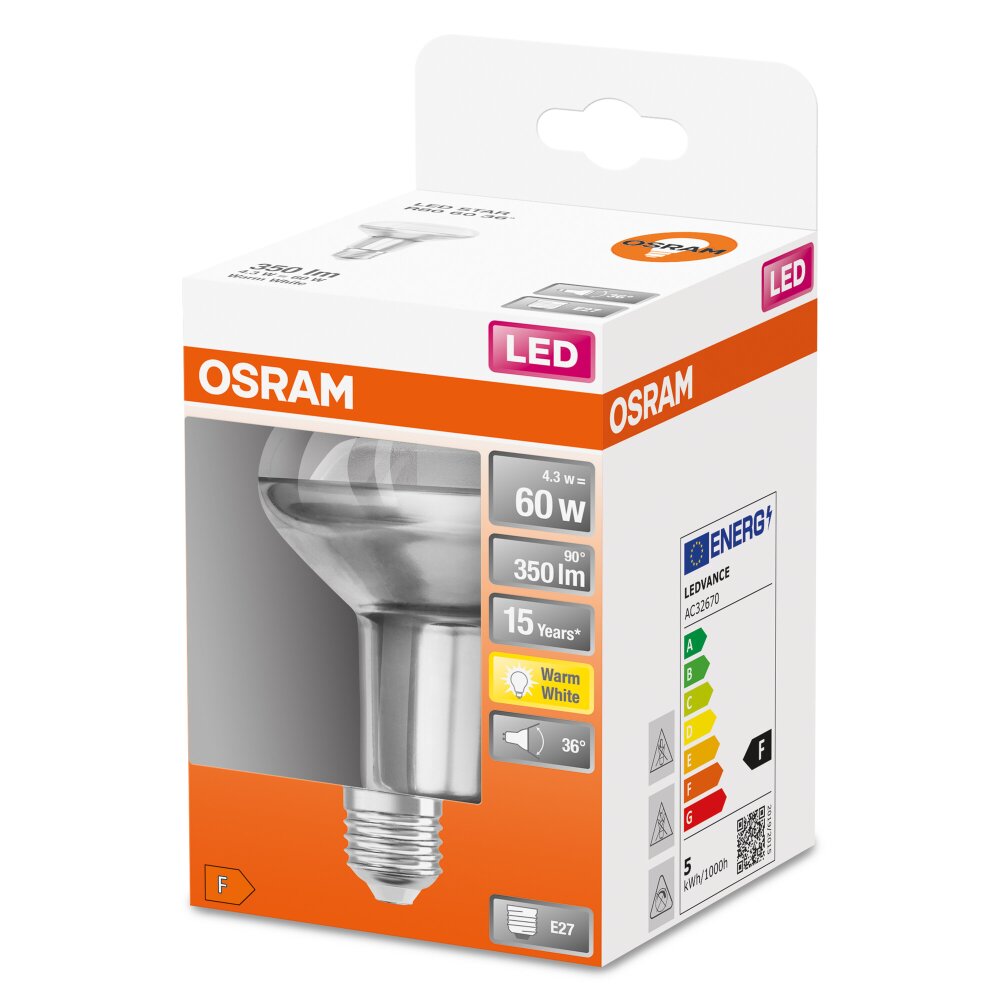 OSRAM LED STAR E27 4,3 Watt 2700 Kelvin 350 lumen main product photo