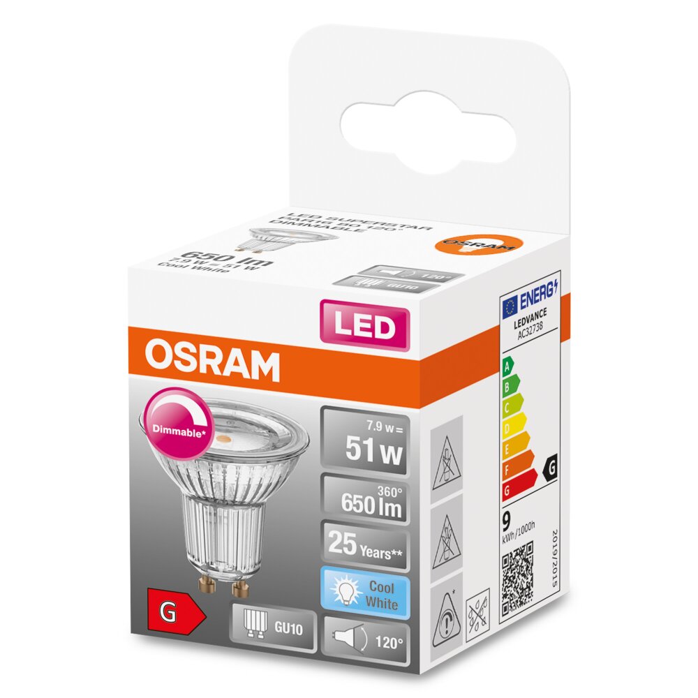 OSRAM LED SUPERSTAR GU10 7,9 Watt 4000 Kelvin 650 lumen main product photo