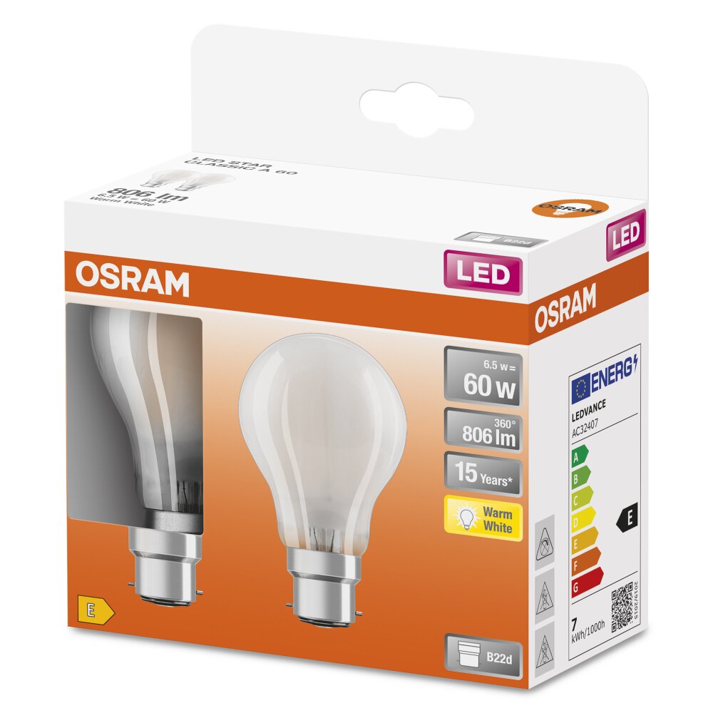OSRAM LED Retrofit Lot de 2 E27 4 watt 2700 Kelvin 420 lumen main product photo
