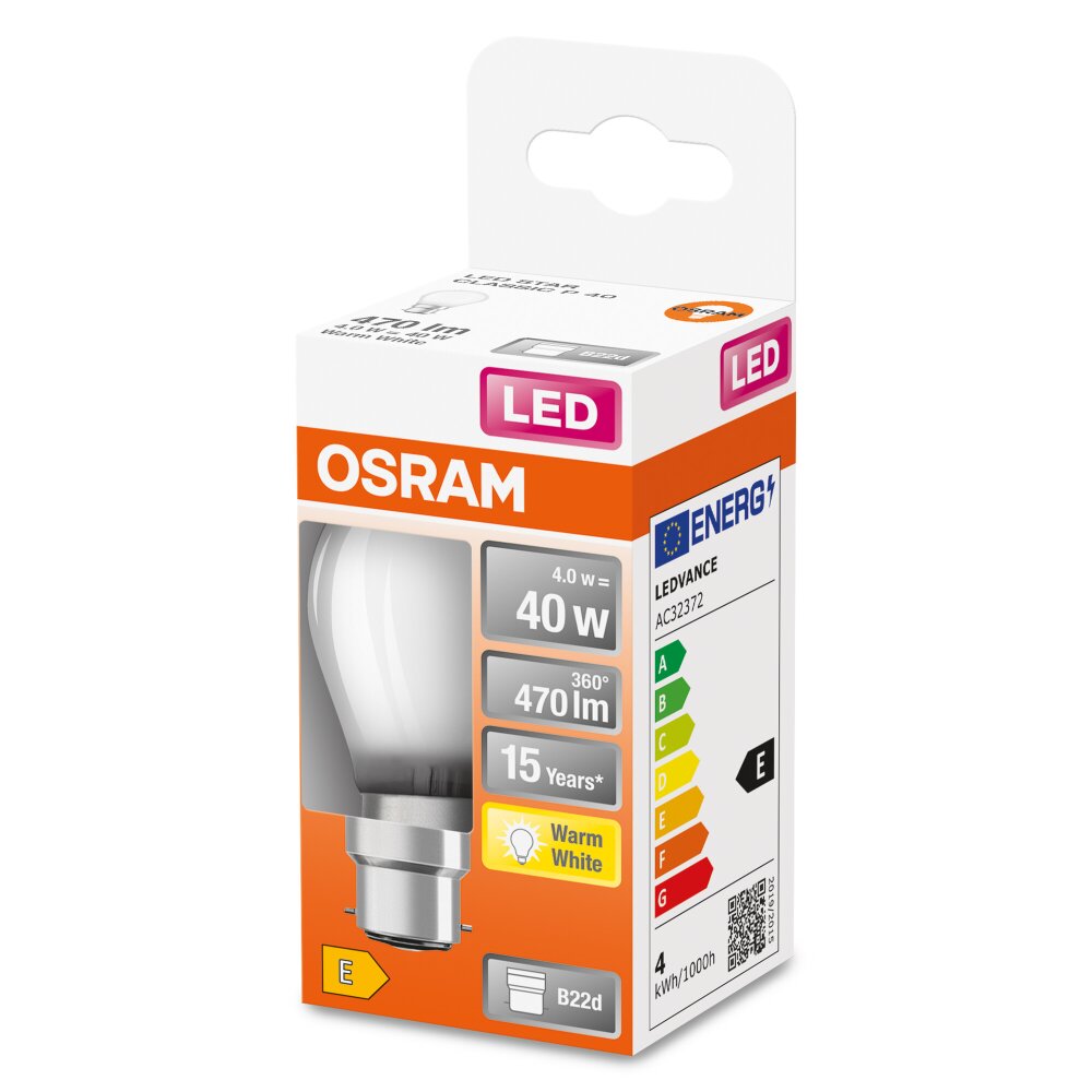 OSRAM LED Retrofit B22d 4 Watt 2700 Kelvin 470 Lumen main product photo