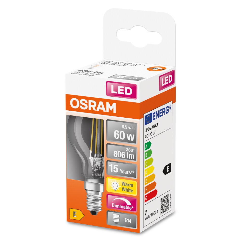 OSRAM LED Retrofit E14 6,5 watt 2700 kelvin 806 lumen main product photo