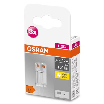 OSRAM LED BASE PIN Set de 3 ampoules G4 0,9 Watt 2700 Kelvin 100 lumen