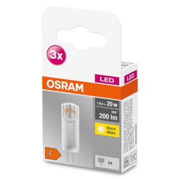 OSRAM LED BASE PIN Set de 3 ampoules G4 1,8 Watt 2700 Kelvin 200 lumen