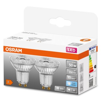 OSRAM LED STAR PAR16 Set de 2 ampoules GU10 4,3 watt 4000 Kelvin 350 lumen