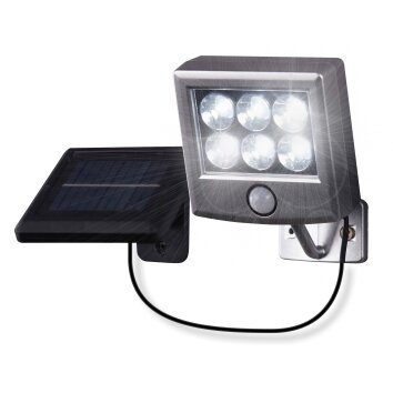 Applique murale d'extérieur Globo SOLAR LED Noir, Argenté, 6 lumières, Détecteur de mouvement