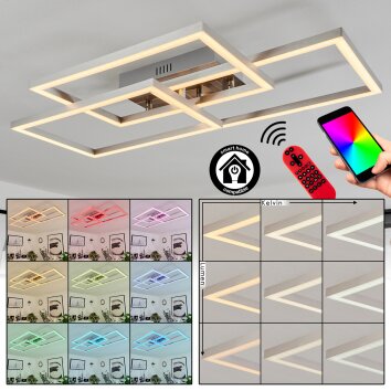 Plafonnier Relous LED Acier inoxydable, 3 lumières, Télécommandes, Changeur de couleurs