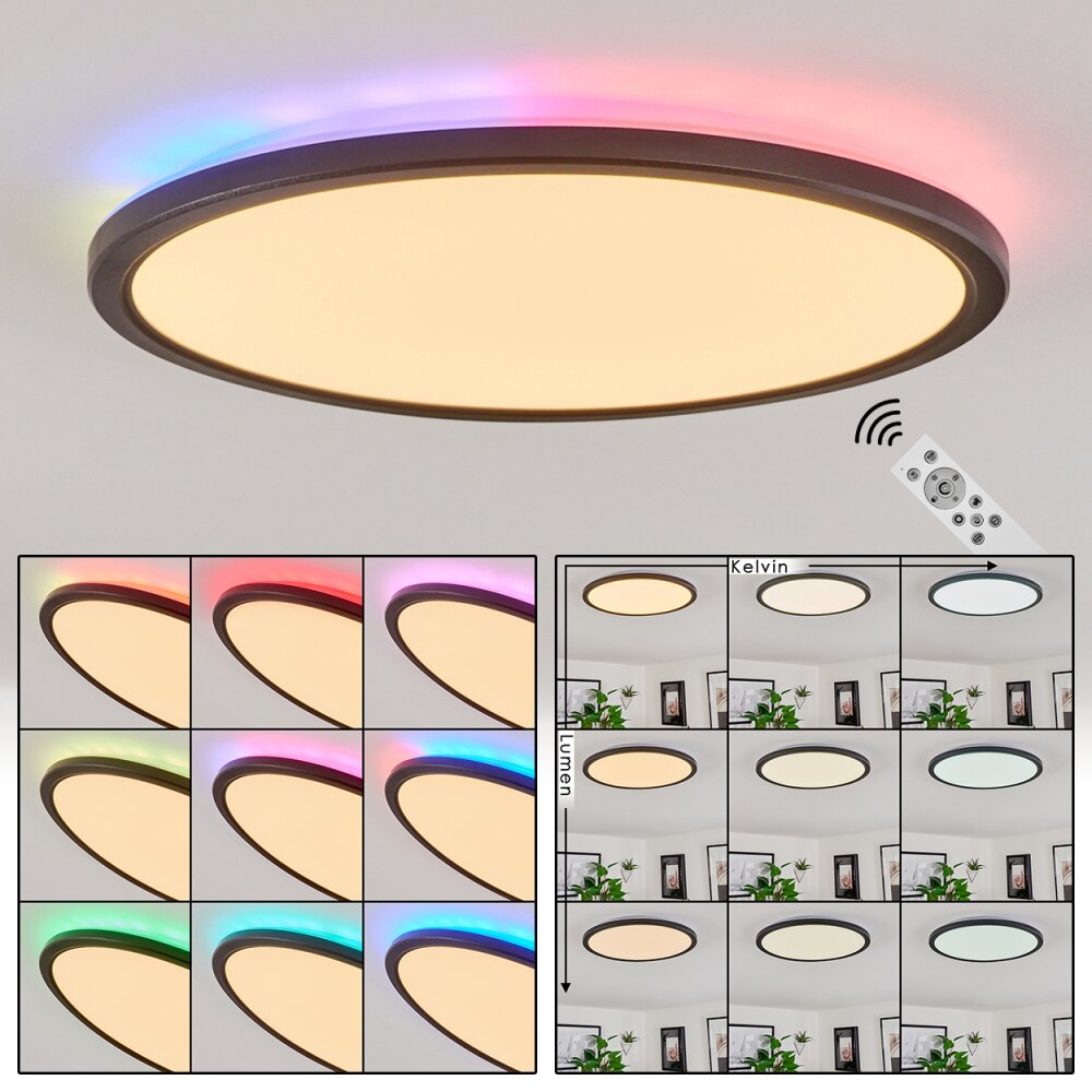 Plafonnier Hortinhas LED Noir, 1 lumière, Télécommandes, Changeur de couleurs main product photo