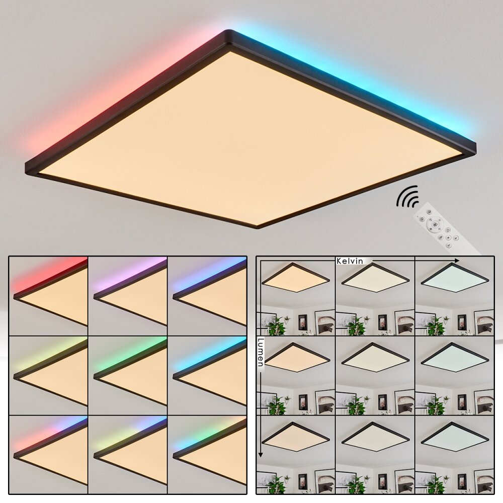 Plafonnier Hortinhas LED Noir, 1 lumière, Télécommandes, Changeur de couleurs main product photo