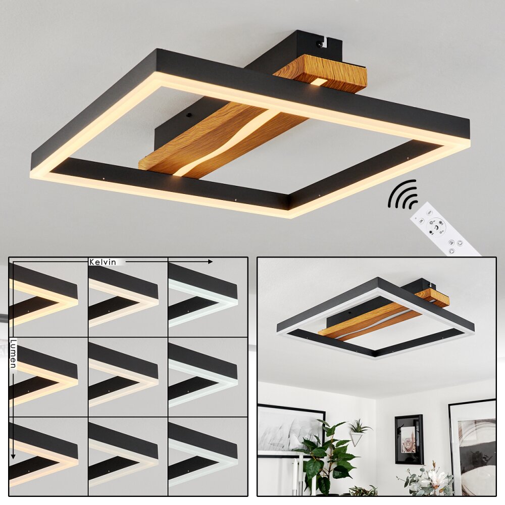 Plafonnier Angtasom LED Couleur bois, Noir, Blanc, 1 lumière, Télécommandes main product photo