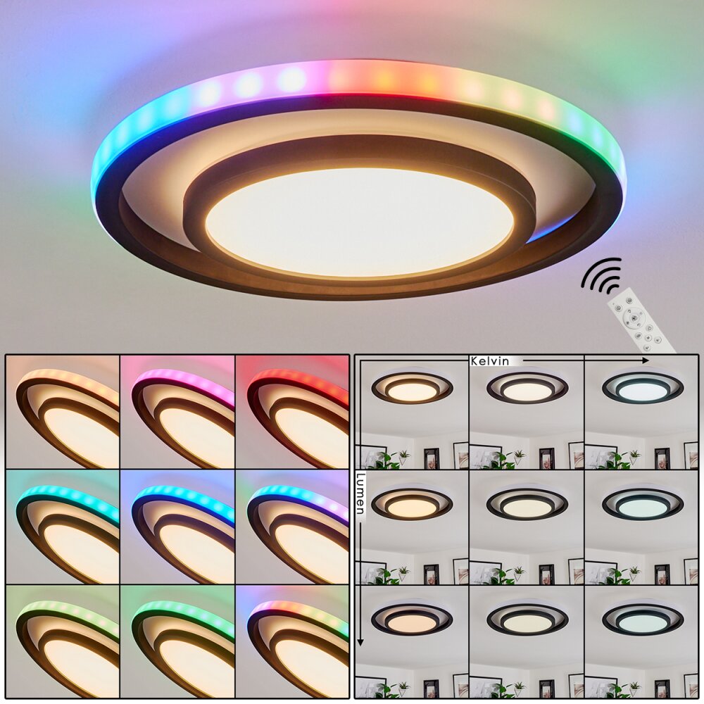 Plafonnier Cavadinha LED Blanc, 1 lumière, Télécommandes, Changeur de couleurs main product photo