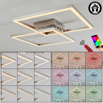 Plafonnier Relous LED Acier inoxydable, 2 lumières, Télécommandes, Changeur de couleurs