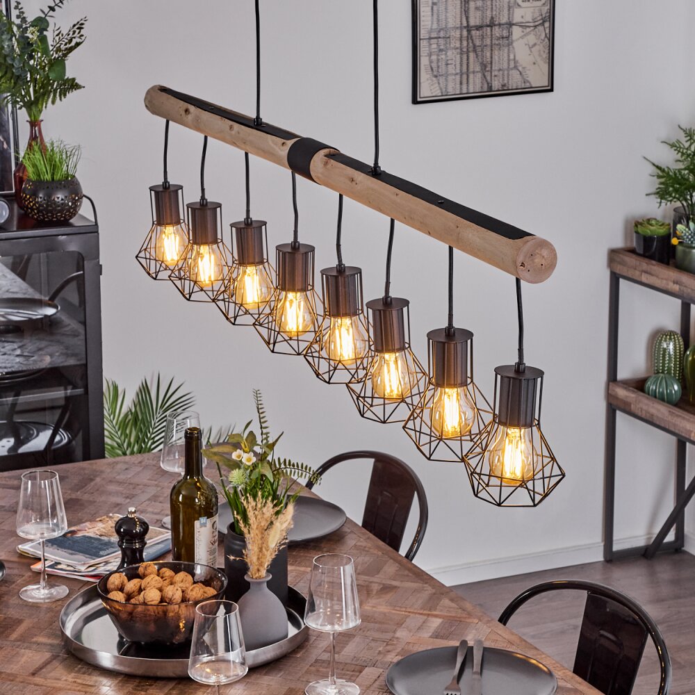 Suspension Bardhaman Écru, Noir, 8 lumières main product photo