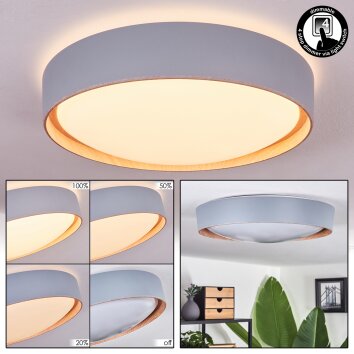 Plafonnier Louea LED Brun, Gris, Couleur bois, 1 lumière