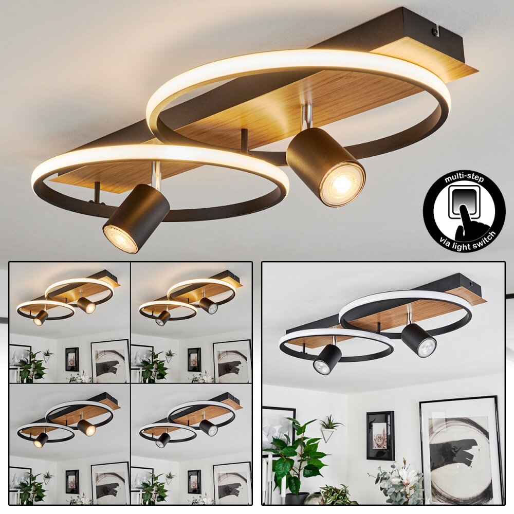 Plafonnier Boim LED Couleur bois, Noir, 3 lumières main product photo