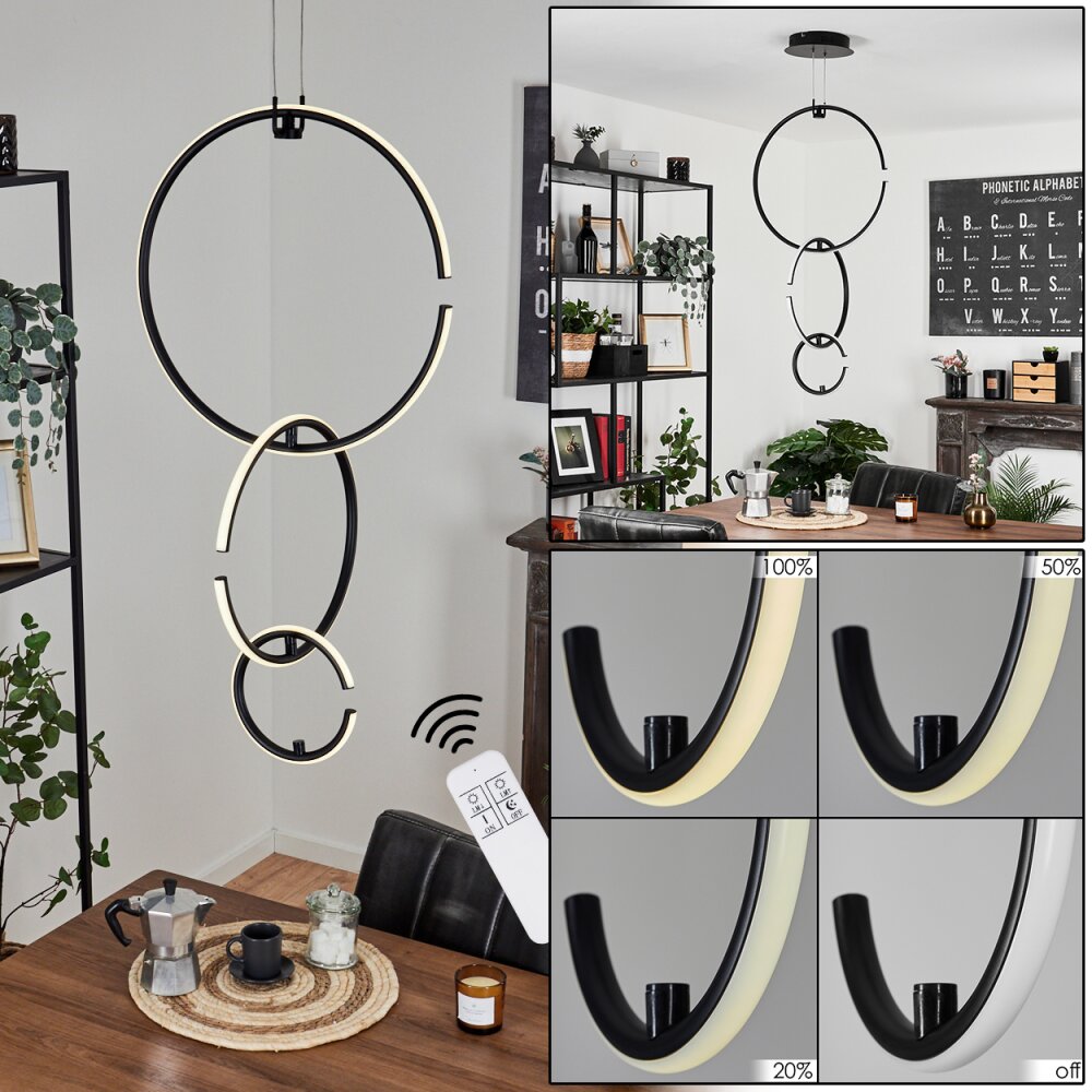 Suspension Chlak LED Noir, 3 lumières, Télécommandes main product photo