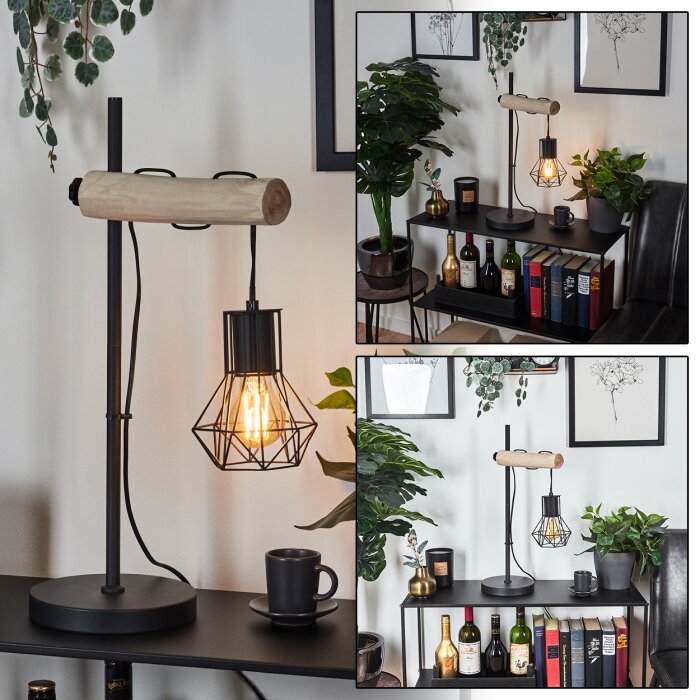 Lampe de table Bardhaman Noir, 1 lumière