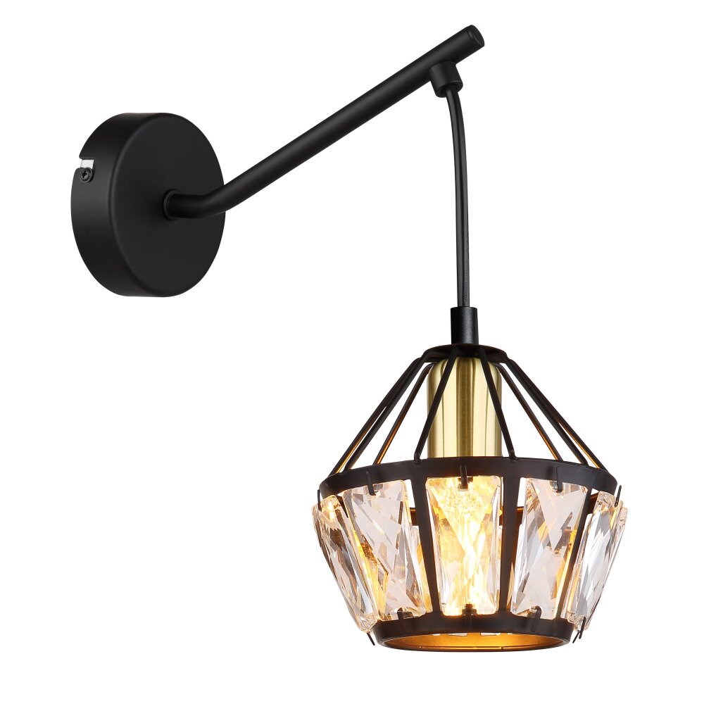 Applique murale Globo LOIS Laiton, Noir, 1 lumière main product photo