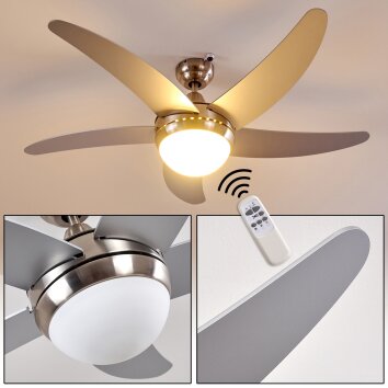 Ventilateur de plafond en cristal de couleur nickel sable de 106,7