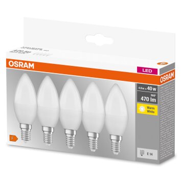 OSRAM CLASSIC B Lot de 5 LED E14 4,9 watt 2700 kelvin 470 lumen