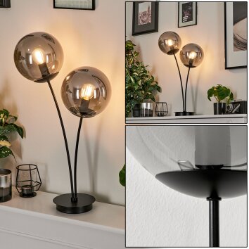 Lampe de table Salamonde Noir, 2 lumières
