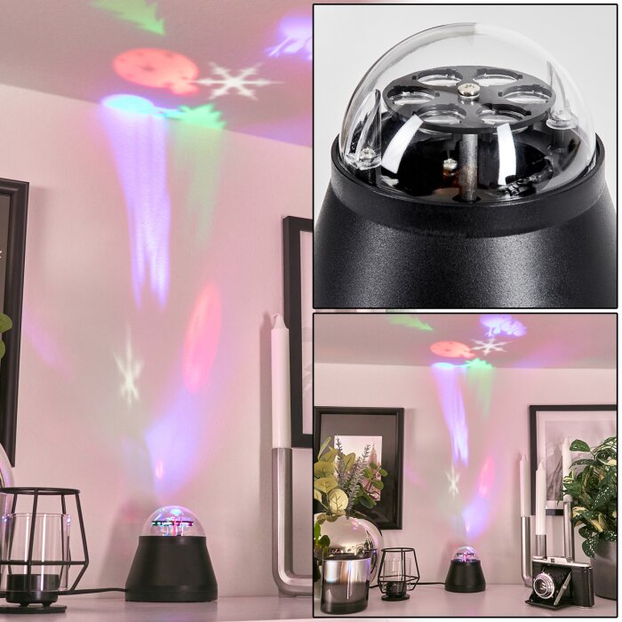 Effet de lumière de Noël Lampe de table Atabueira LED Noir, 1 lumière, Changeur de couleurs