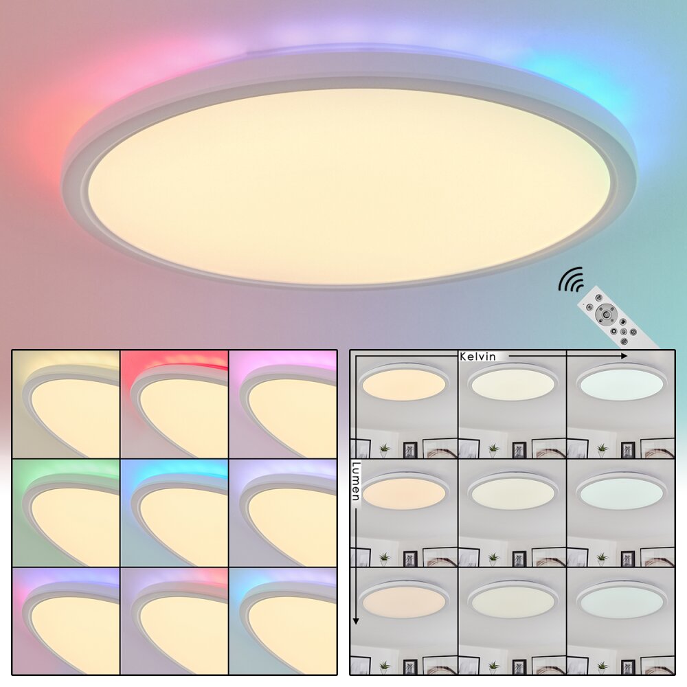 Plafonnier Hortinhas LED Blanc, 1 lumière, Télécommandes, Changeur de couleurs main product photo