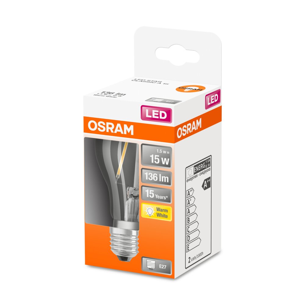 OSRAM Retrofit LED E27 1,5 Watt 2700 Kelvin 136 lumen main product photo