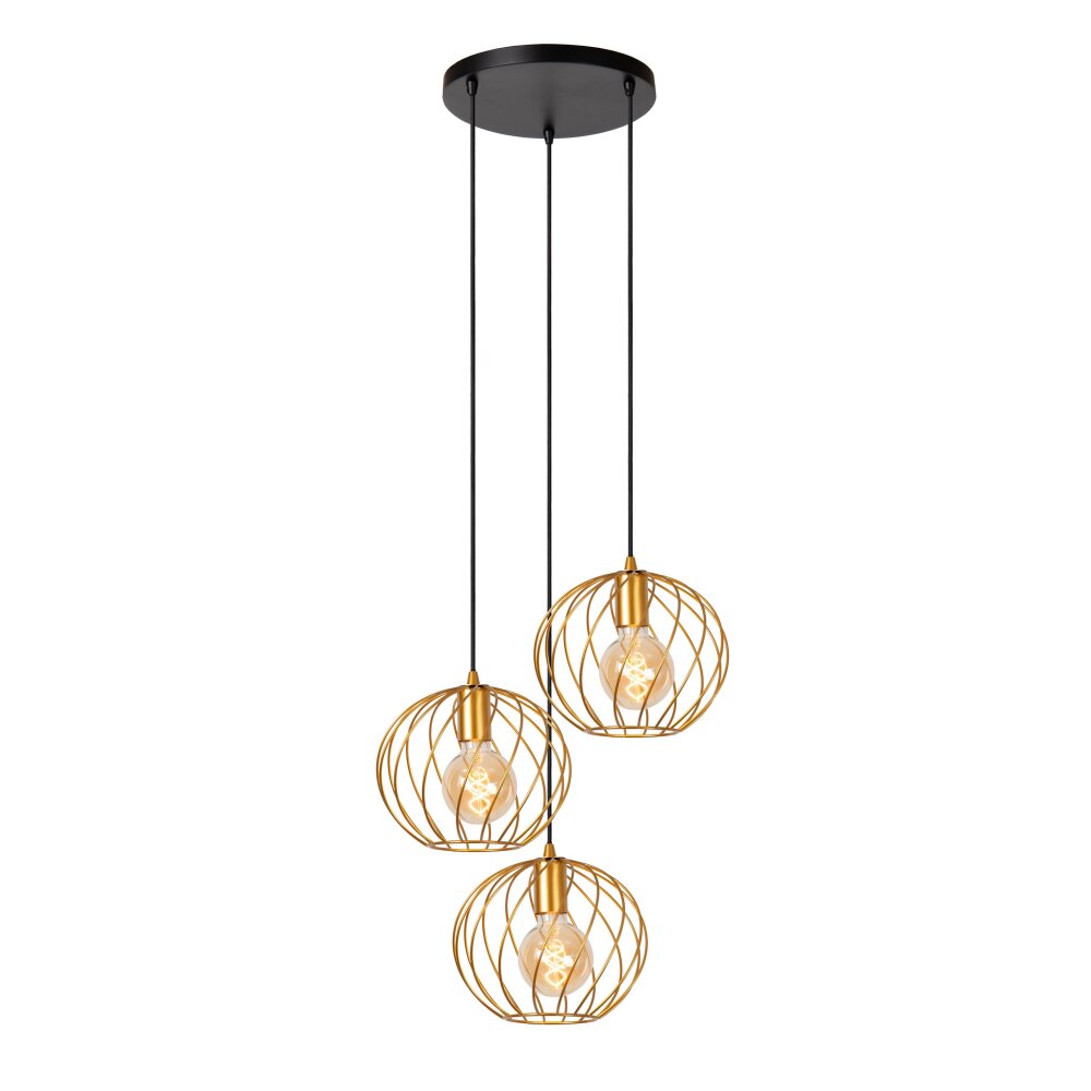 Suspension Lucide DANZA Noir, 3 lumières main product photo