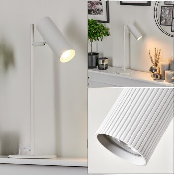 Lampe de table Trutielle Blanc, 1 lumière