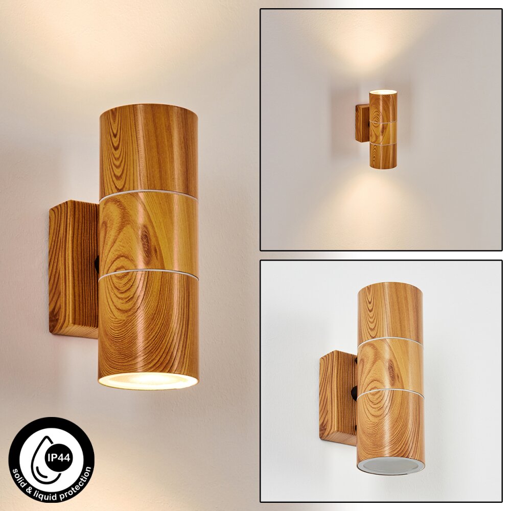 Applique murale d'extérieur Tenvik Brun, Couleur bois, Noir, 2 lumières main product photo