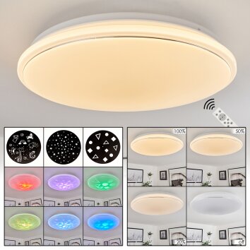Plafonnier Sdok LED Blanc, 1 lumière, Télécommandes, Changeur de couleurs