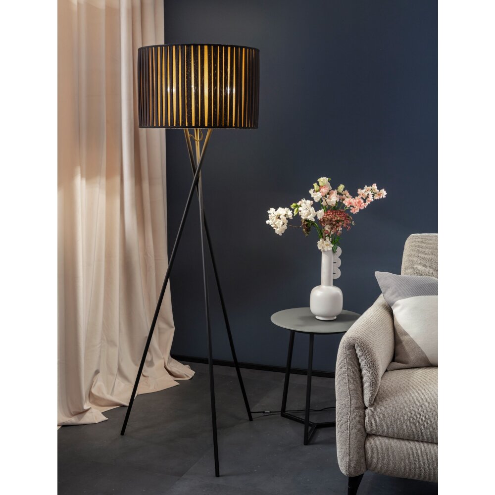 Lampadaire SCHÖNER WOHNEN-Kollektion Crease Noir, 3 lumières main product photo