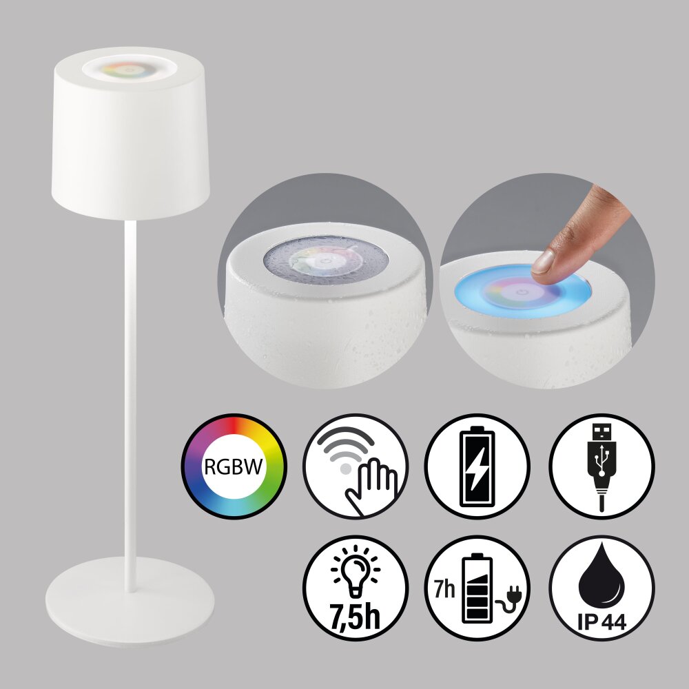 Lampe à poser SCHÖNER WOHNEN-Kollektion Sun LED Blanc, 1 lumière, Changeur de couleurs main product photo