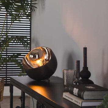 Lampe de table Mirror Nickel mat, Noir, 1 lumière